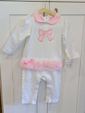 White Baby Girl Bow Romper